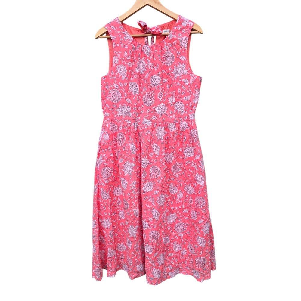 J.Crew 36G NWT BROKEN‎ ZIPPER Floral Dress Sleeveless Tie Back Midi Pink Size 10